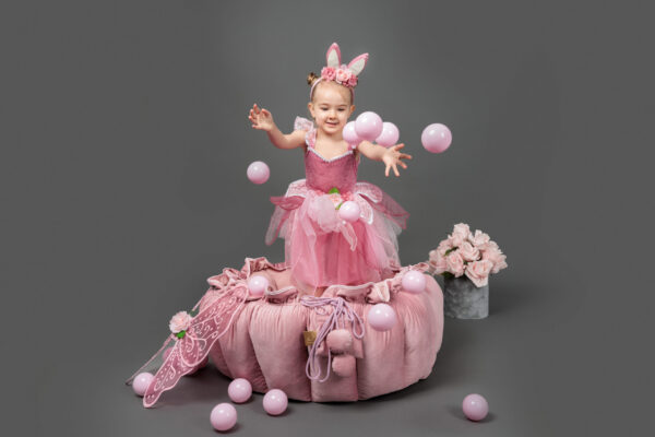 MeowBaby® Lillekujuline mängumatt pallimerega, roosa ja valge - Image 7