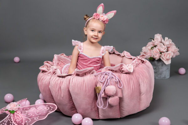 MeowBaby® Lillekujuline mängumatt pallimerega, roosa ja valge - Image 3