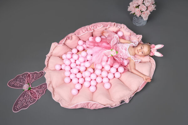 MeowBaby® Lillekujuline mängumatt pallimerega, roosa ja valge - Image 6