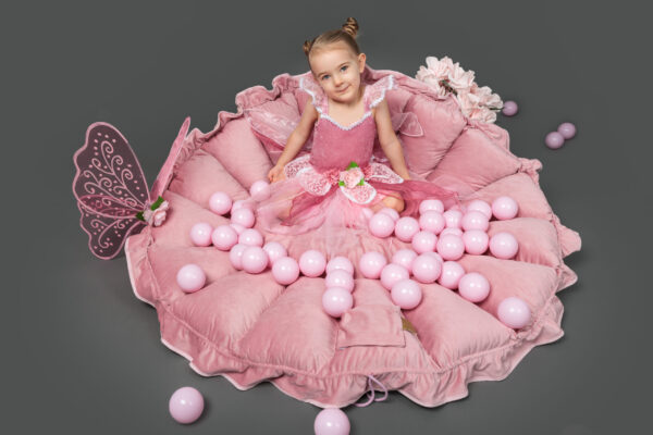 MeowBaby® Lillekujuline mängumatt pallimerega, roosa ja valge - Image 2